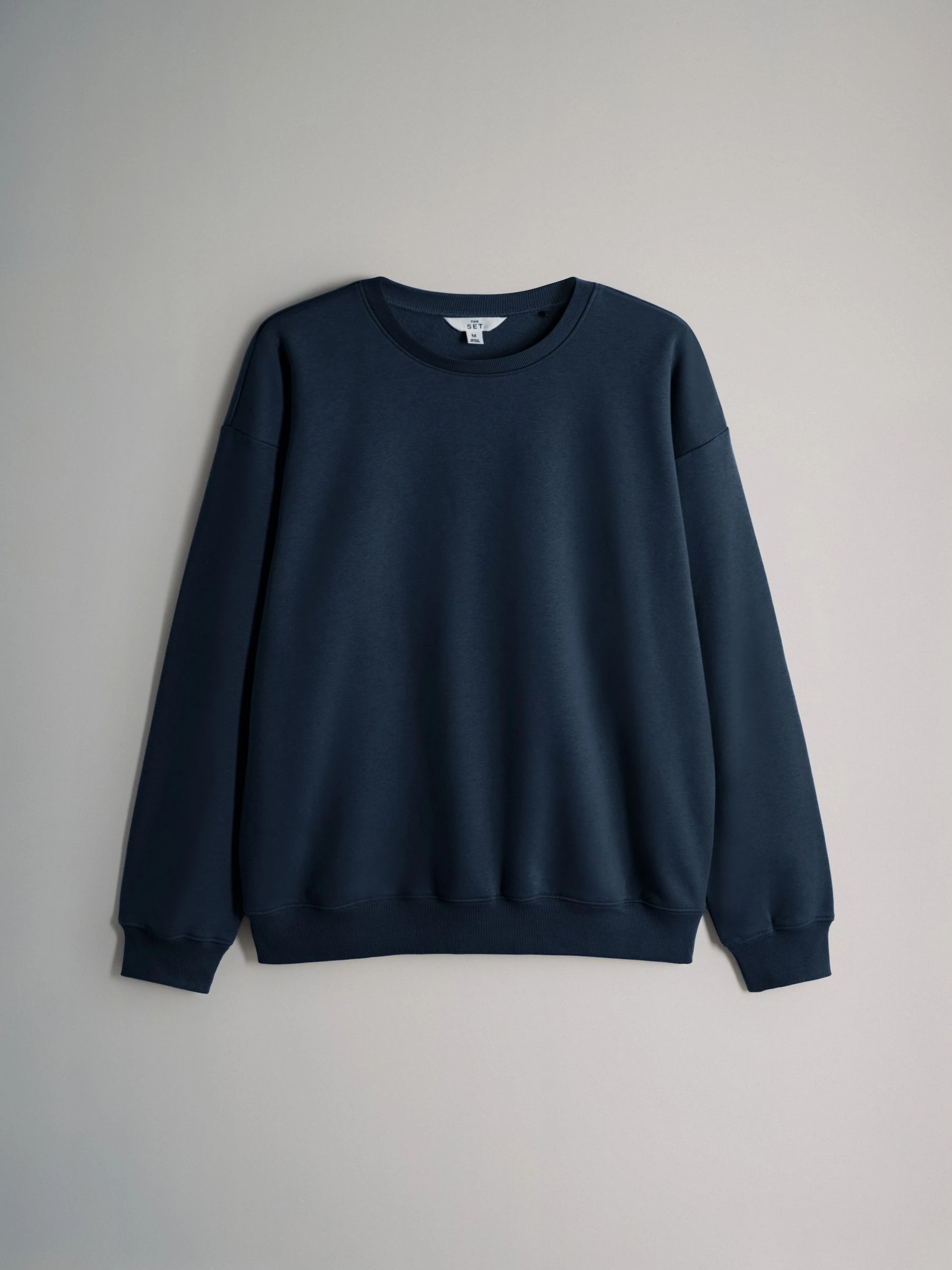 Marineblauw/Chocoladebruin/Lichtblauw - The Set set van 3 ruimvallende sweatshirts met ronde hals