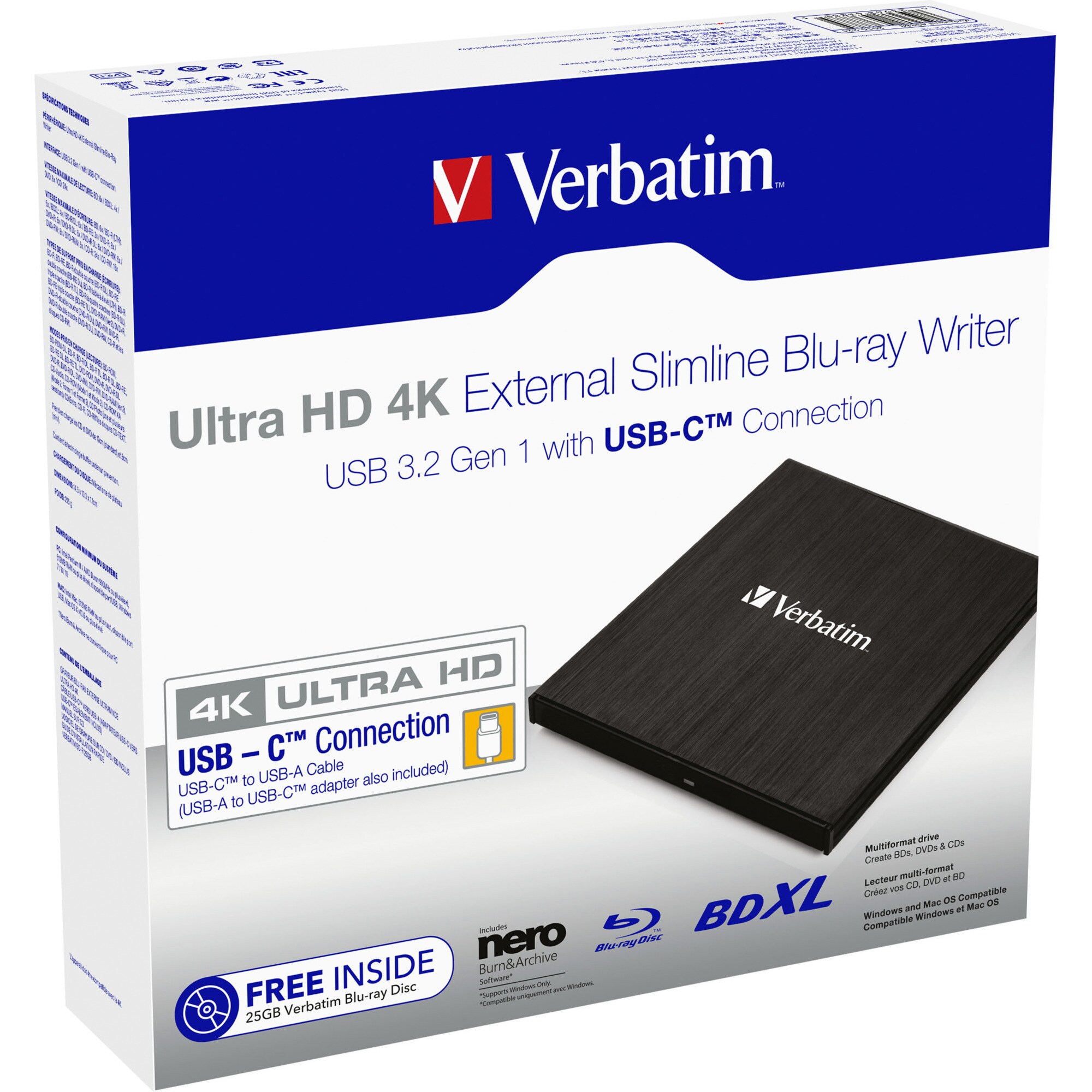 Verbatim externer Blu-ray-Brenner External Slimline-Blu-ray-Writer