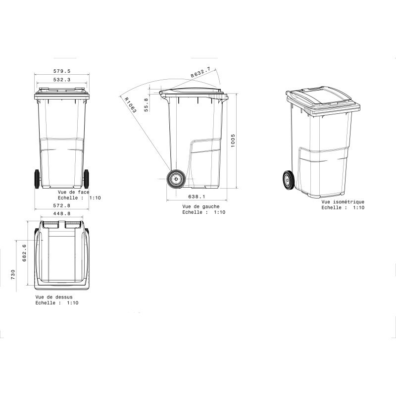 Conteneur à déchets 2 roues 240 litres tri sélectif
