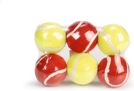 Beeztees tennisbal rood/geel6 stuks