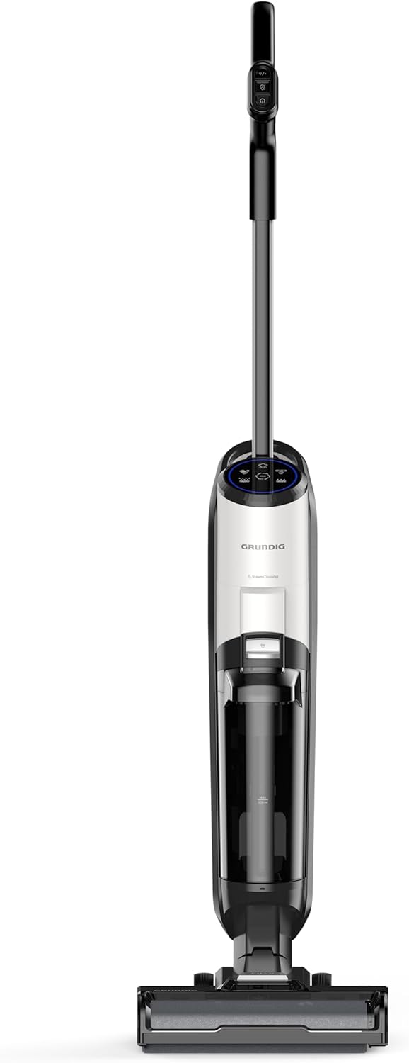Grundig AquaFlex AF 5000 VCW 6270 3-in-1 Nass- und Trockensauger: saugt & wischt & trocknet in nur einem Schritt, mit Dampf-Funktion, entfernt Bakterien, 400 Watt Motor, 8 Meter Kabel, Schwarz/Weiß