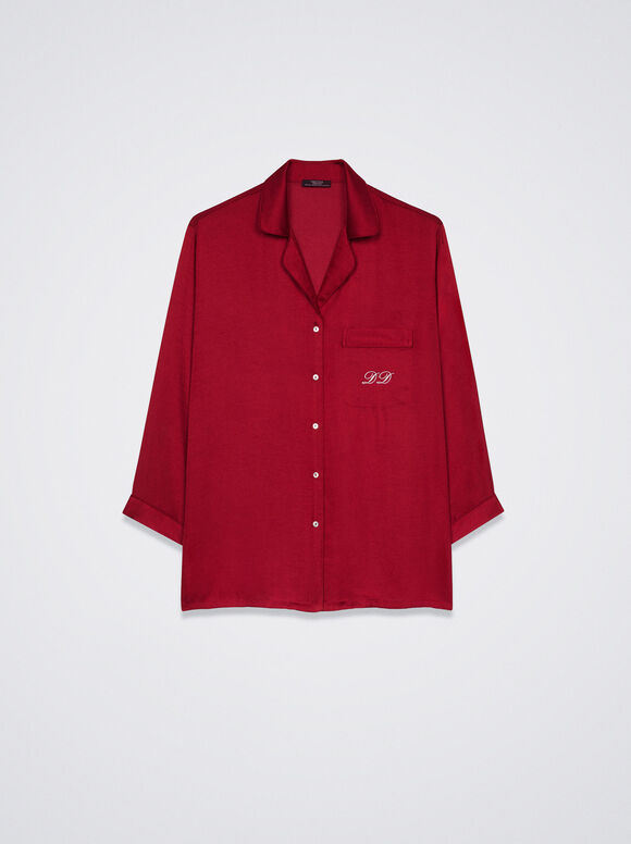 Conjunto de pijama personalizável com máscara para os olhos - Vermelho