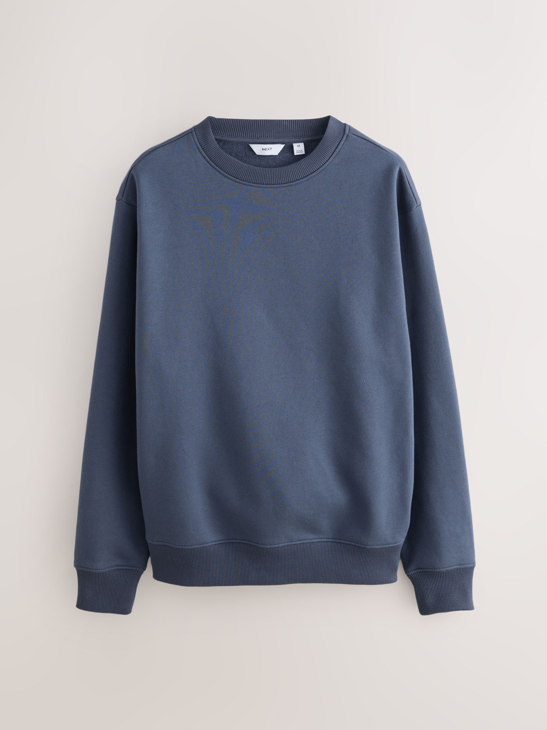 Staalblauw - Normale Pasvorm - Dik sweatshirt met ronde hals en hoog katoengehalte