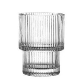 (300ml) Ripple Glas Geriffeltes Trinkglas Getränke Cup Vintage Becher für Iced Coffee / Cocktails / Softgetränke - Transparent