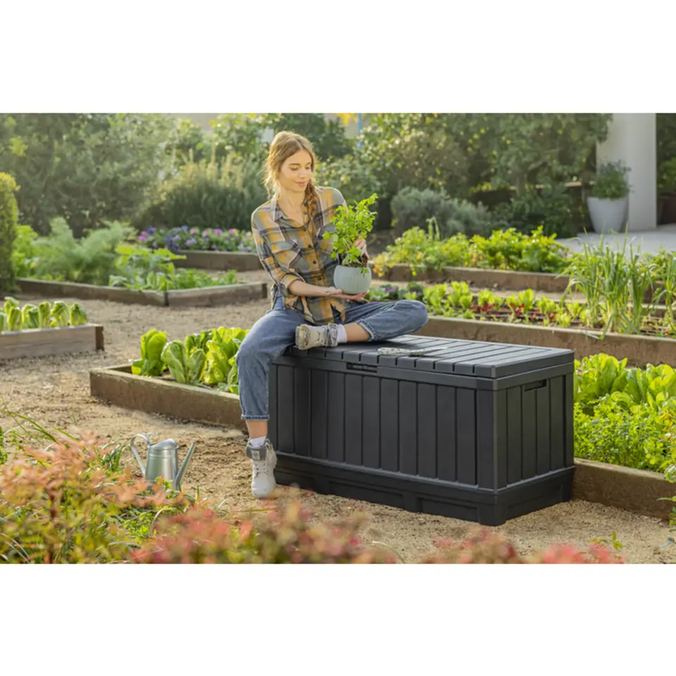 Keter Kentwood Opbergbox - 128x53.6x59 cm - 350 L - Grafiet