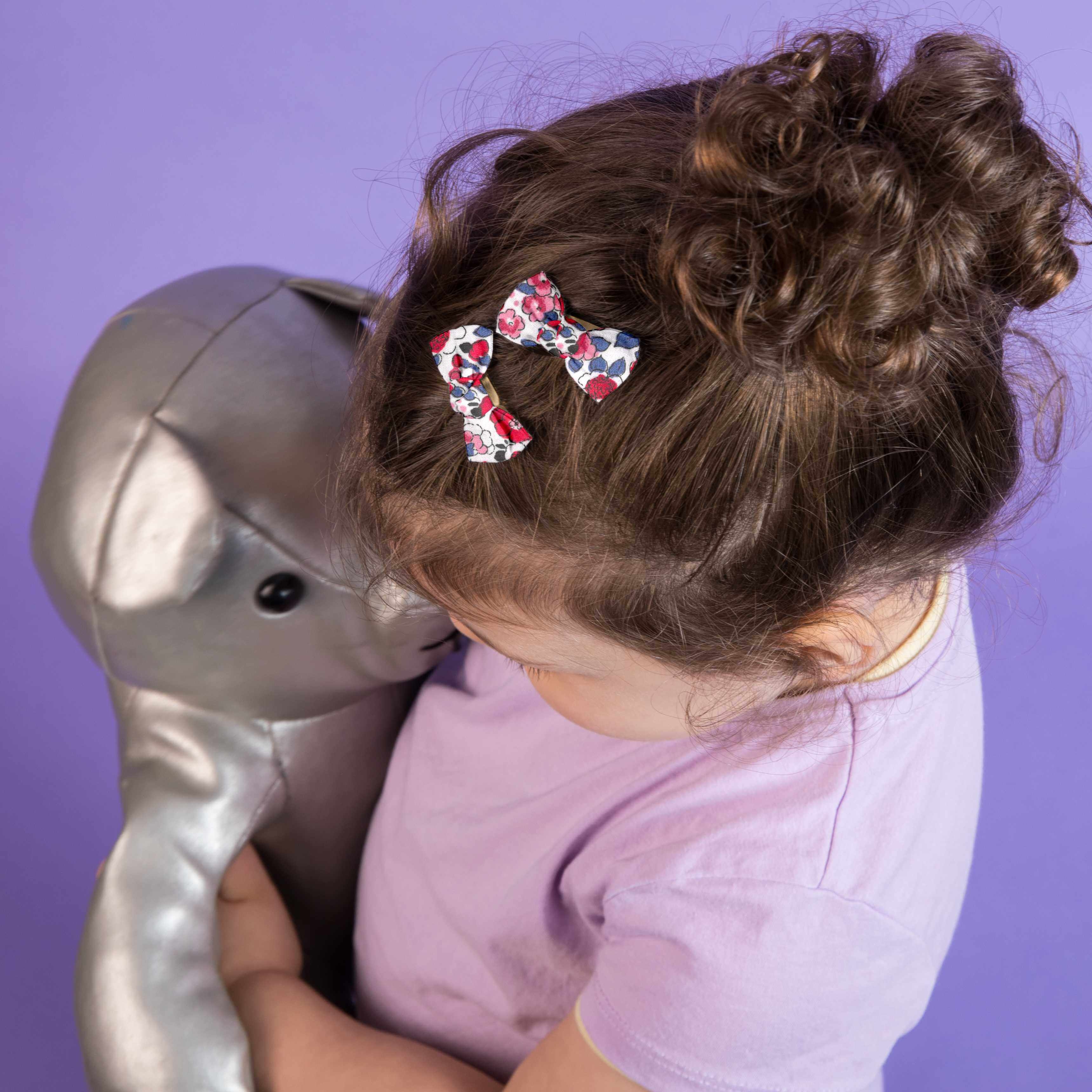 Barrettes Clic-Clac Petits Noeuds Rouge Corolle
