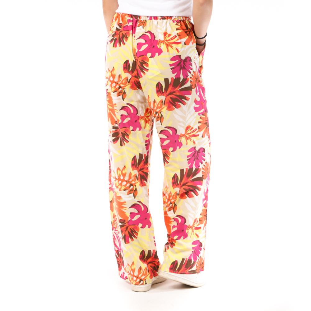Only Pantalon Orange à fleurs Femme Only Nova Life Palazzo