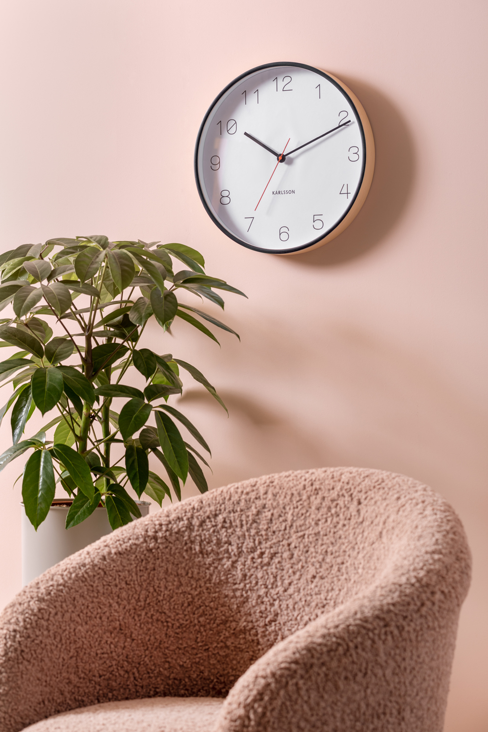 Wall clock Joy wood w. black accents