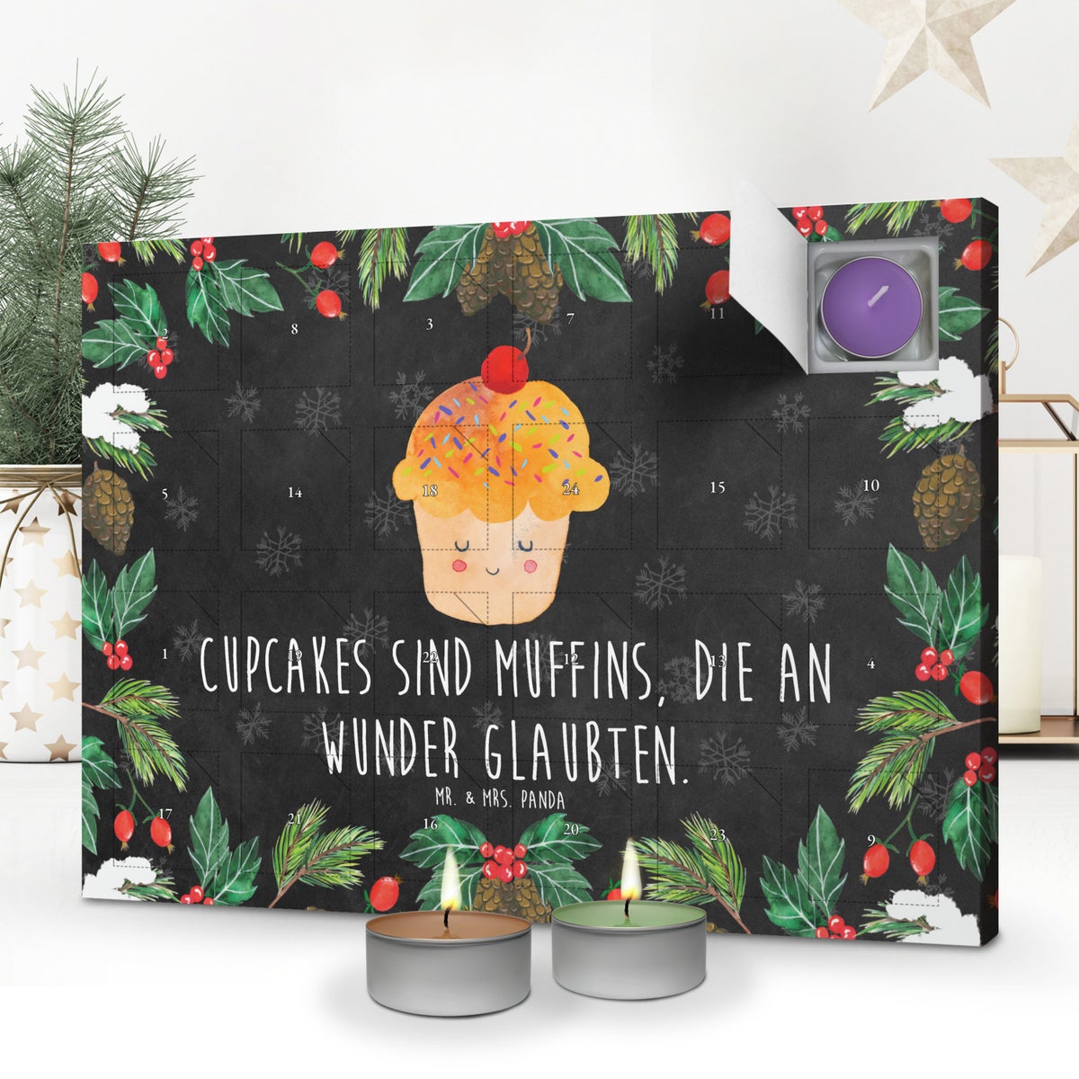 Mr. & Mrs. Panda Geurkaars Adventskalender Cupcake - Zwart