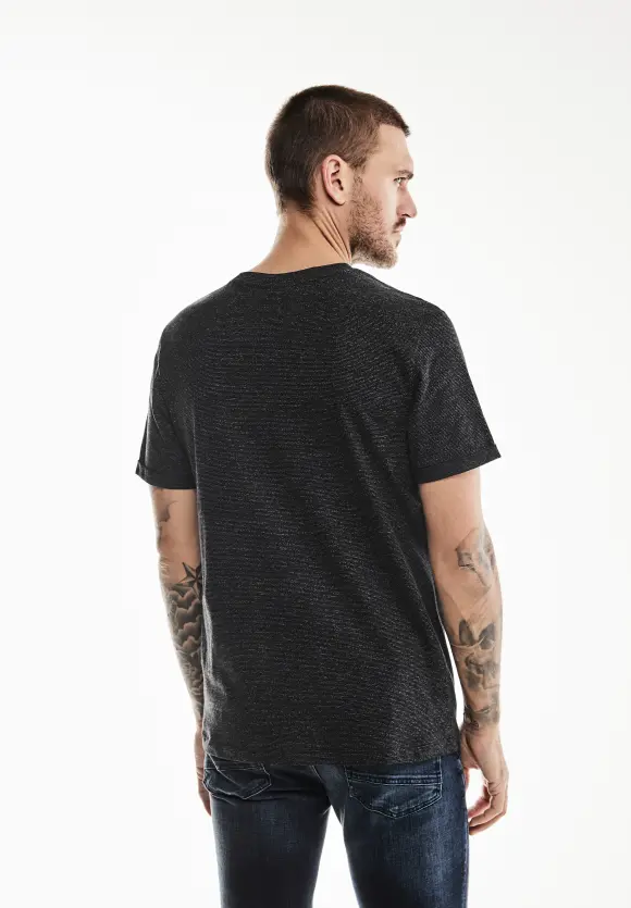 T-Shirt mit feinen Streifen - faded black