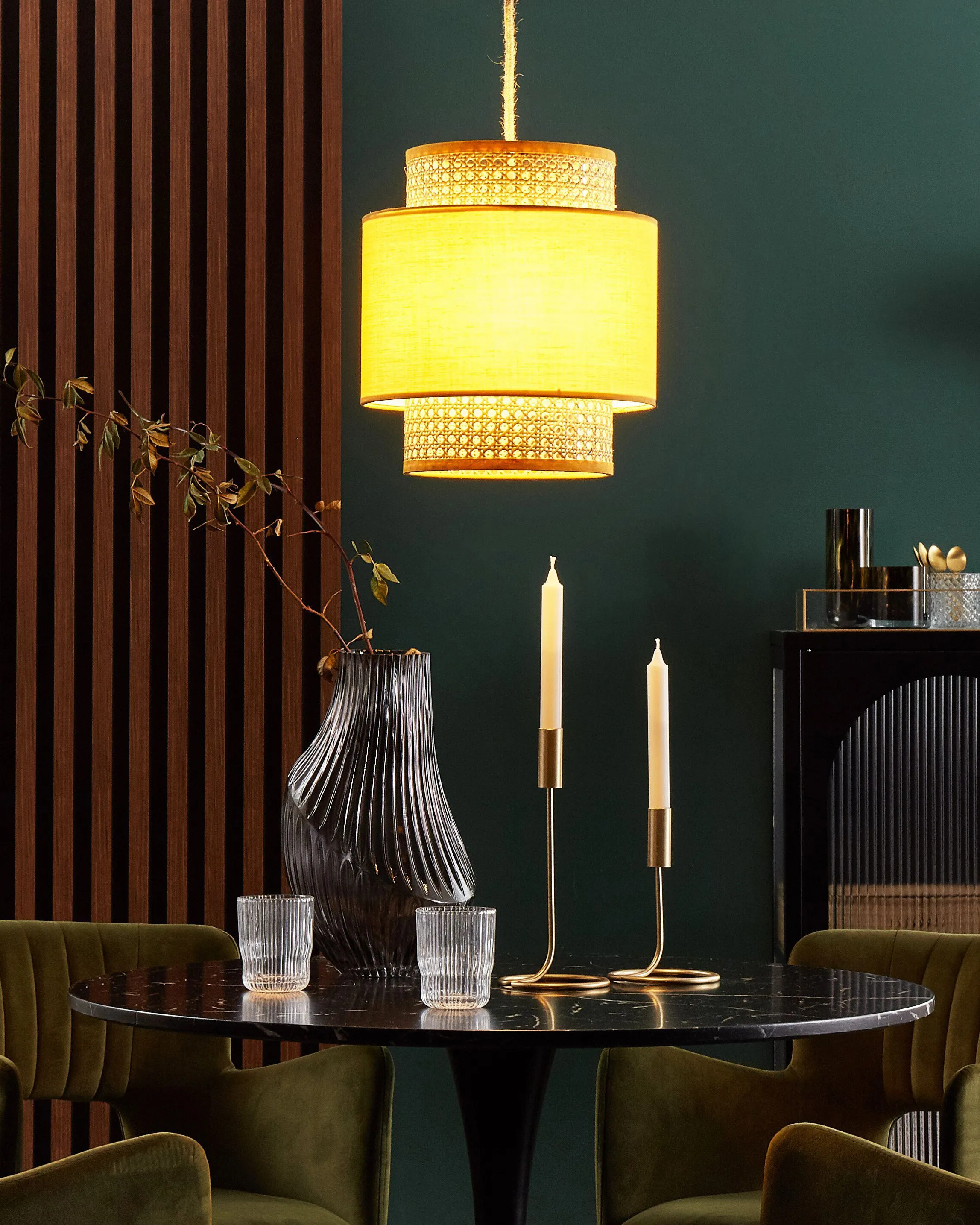 Hanglamp BOERI Rotan Mosterdgeel