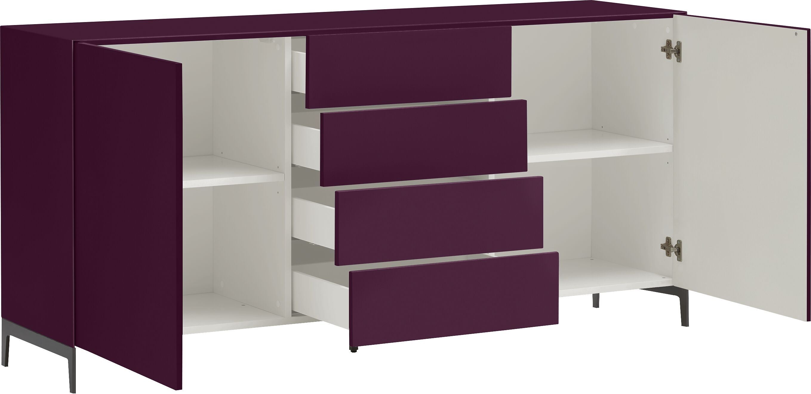 LUX Sideboard - Aubergine / B: 180.0 cm x T: 46.0 cm x H: 86.5 cm