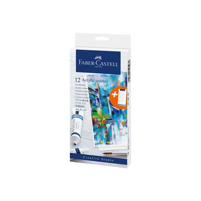 Faber-Castell Creative Studio - 12 Tubes de peinture acrylique - couleurs assorties - 20 ml