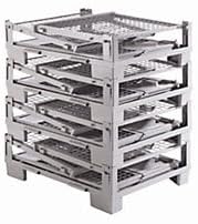 kaiserkraft | Stapelbox faltbar | LxBxH 1200 x 800 x 970 mm | Seitenwände Stahlgitter | integrierte Beschriftungstafel