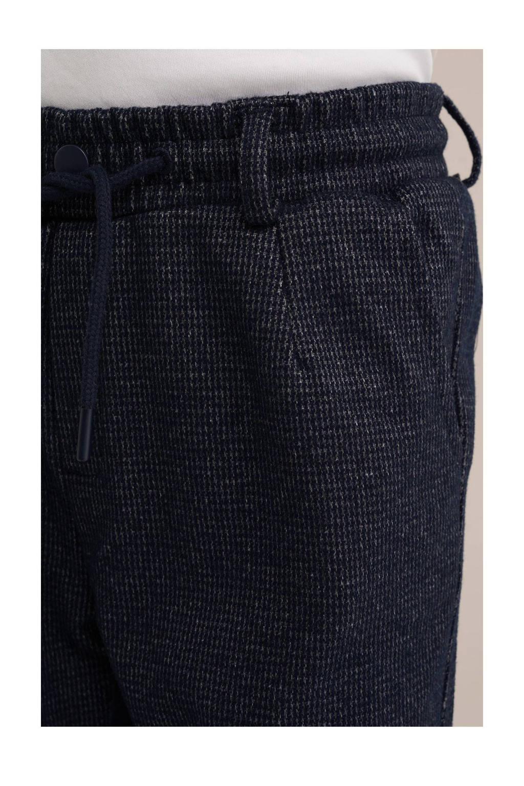 WE Fashion geruite slim fit broek donkerblauw