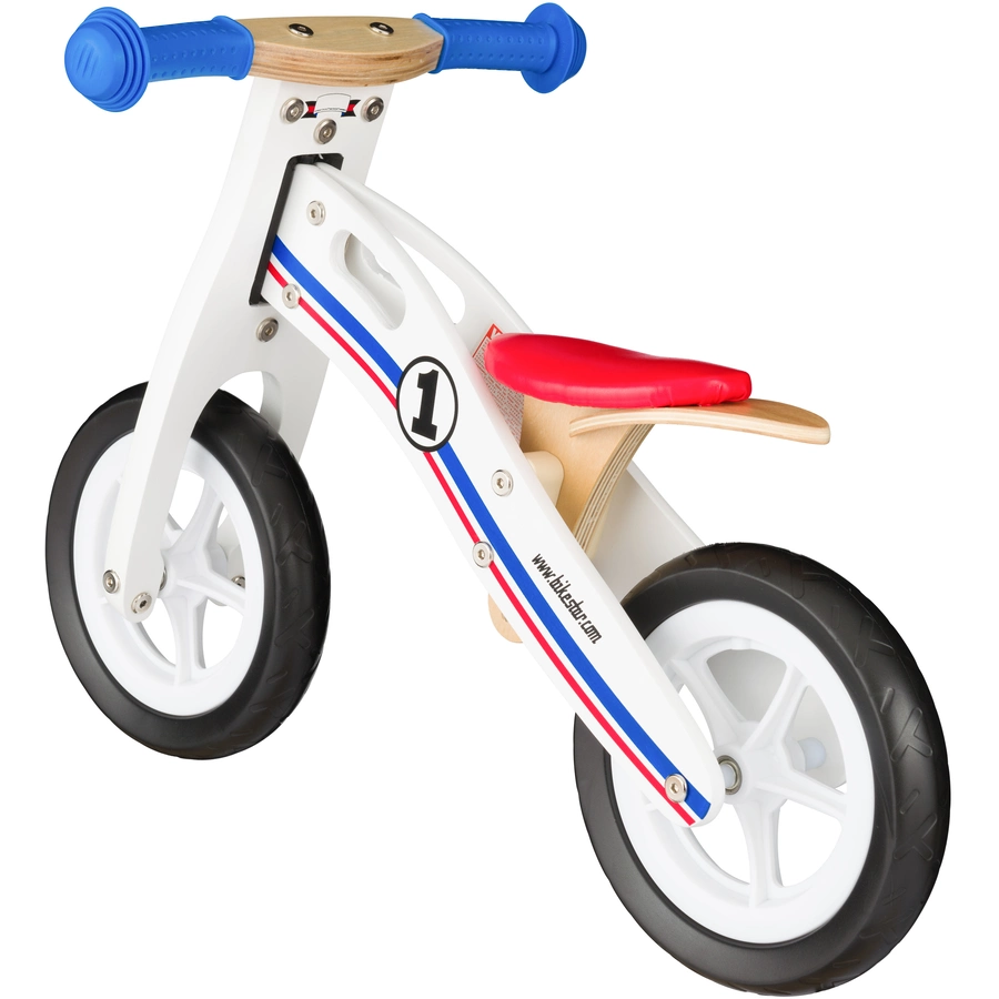 Bikestar Laufrad 10 Zoll Holz weiß, blau, rot