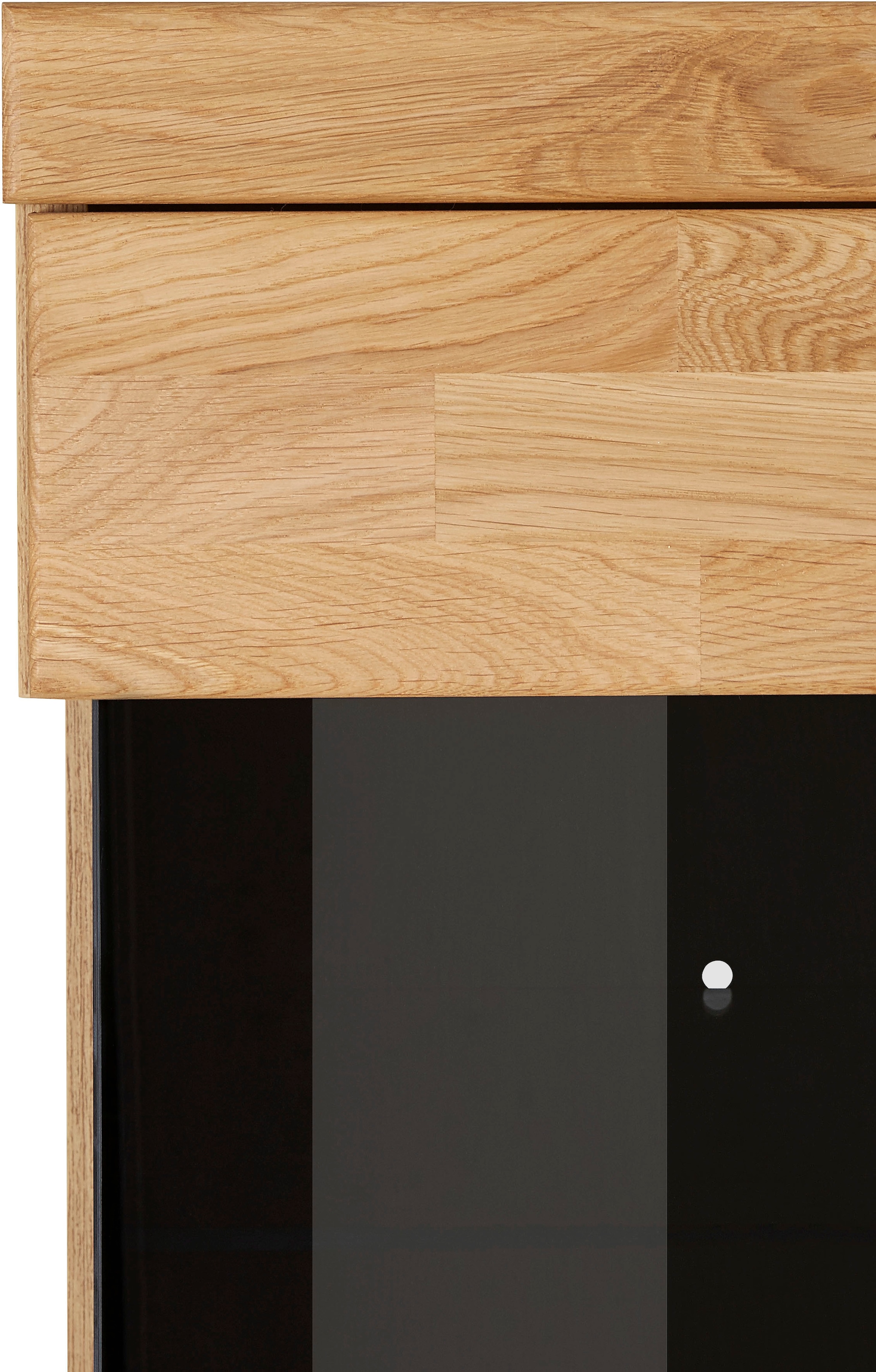 Home affaire Highboard »Ribe,125cm breit,115cm hoch, Fronten Massivholz,5Türen,3 Schubladen« Holz massiv, Holzwerkstoff, Metall Griffe,10Fächer, Böden versetzbar