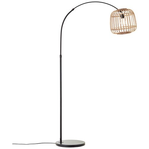 Brilliant Bogenlampe »Nikka« E27 1 Stk. mit Rattan-Schirm, 171 cm Höhe, E27, Metall/Rattan, schwarz/natur