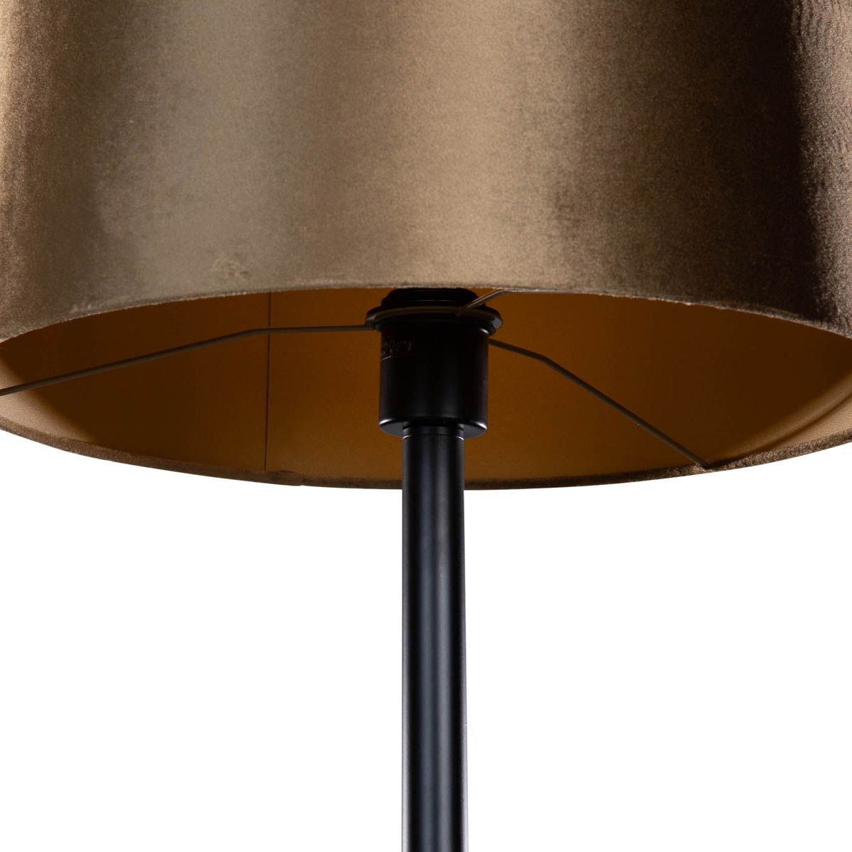 Vloerlamp zwart met velours kap brons 40cm - Simplo