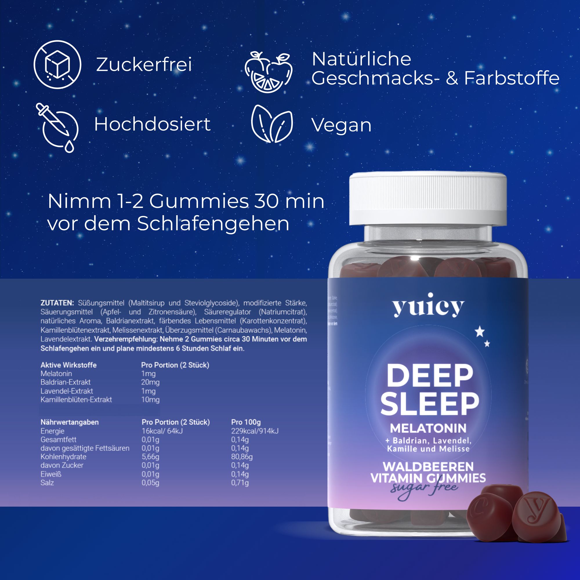 yuicy® Deep Sleep - Melatonin Einschlaf-Gummies