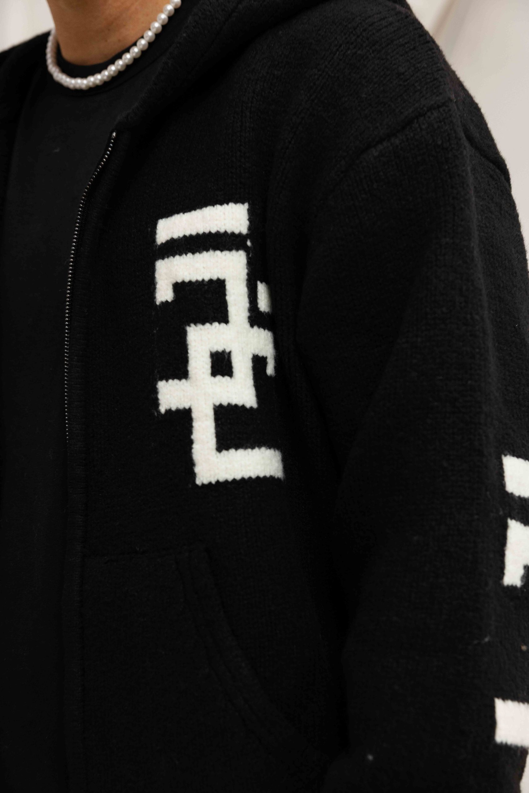 Jorcustom Splittedicon Knit Zipped Hoodie Heren Zwart
