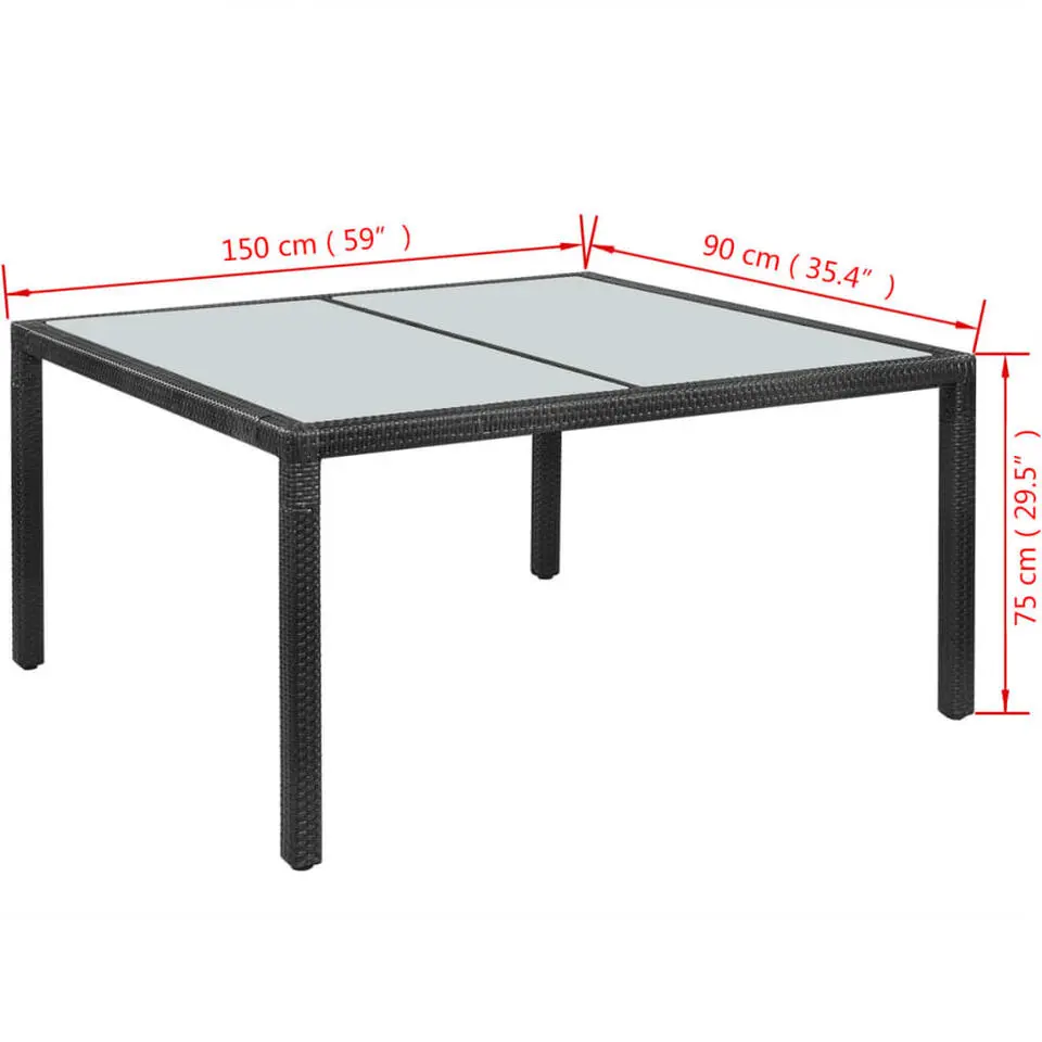 vidaXL - Buiten Eettafel - Zwart - Poly rattan