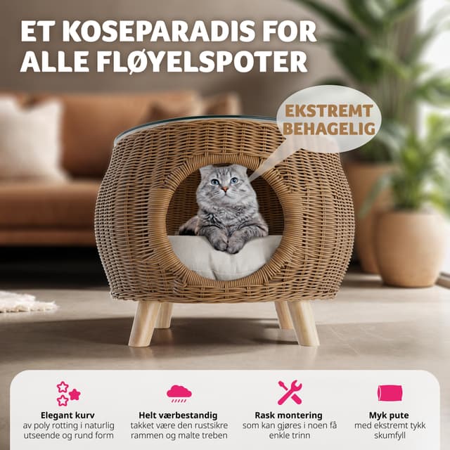 Polyrattan sofabord Tivoli med kæledyrsseng, 75 kg belastbar