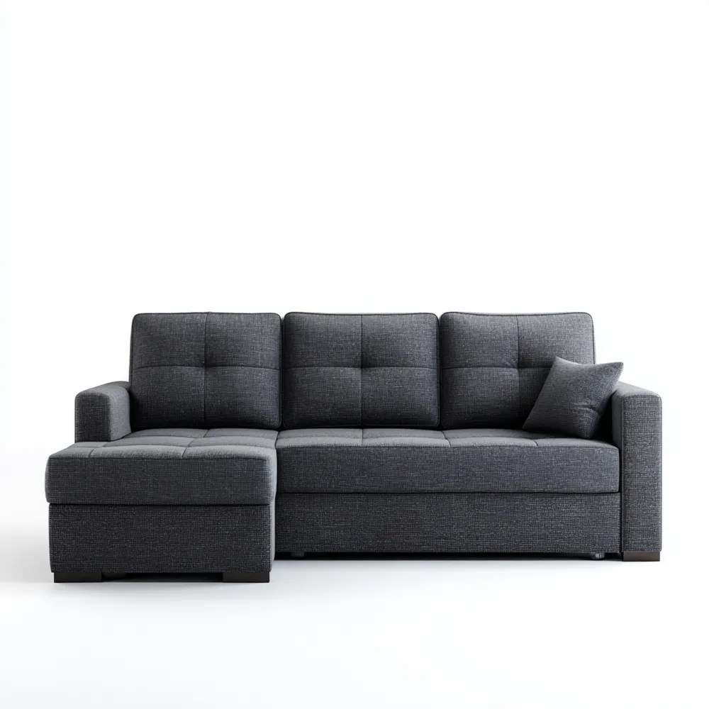 Ecksofa Stoffpolster 240x150x90 cm – Dunkelgrau – Modernes Design