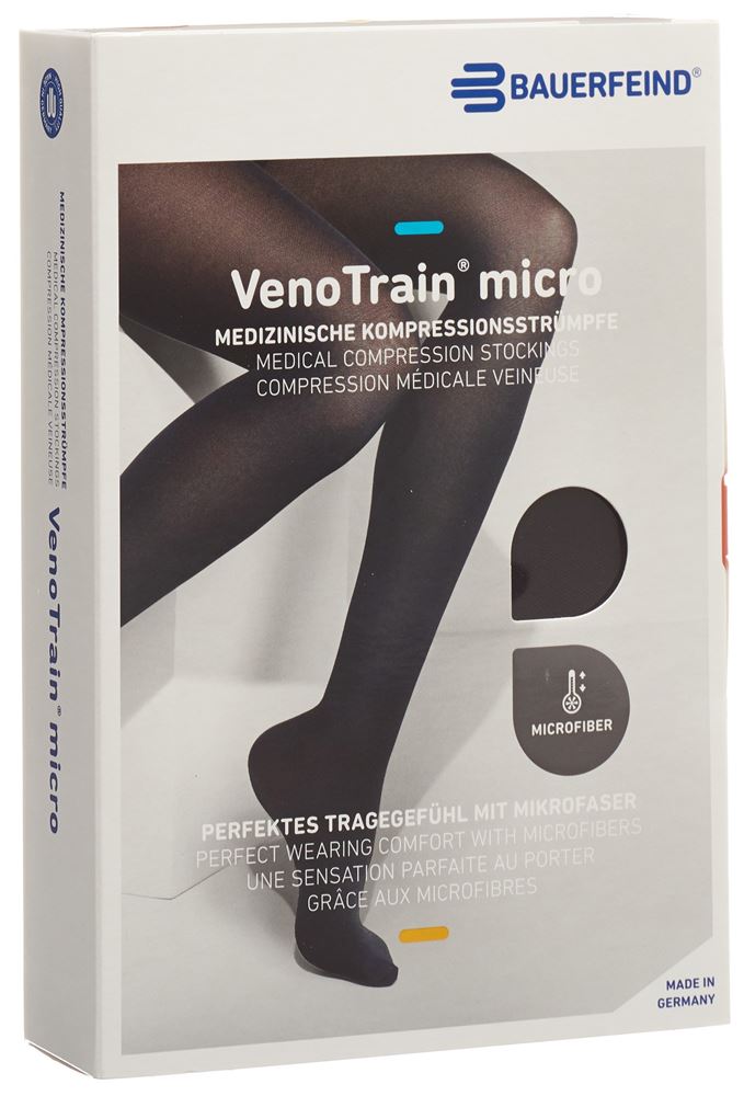 Bauerfeind VenoTrain Micro KKL2 ATU M normal/long geschlossene Fussspitze schwarz 1 Stk