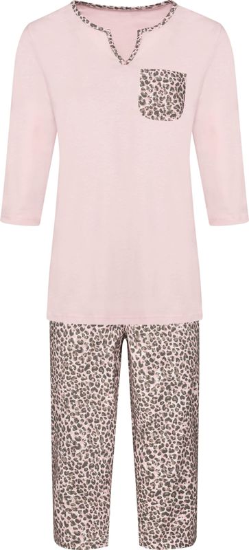 Capri - Pyjama - Luipaardmotief - Ronde Hals - 3/4-Mouwen - Single-Jersey