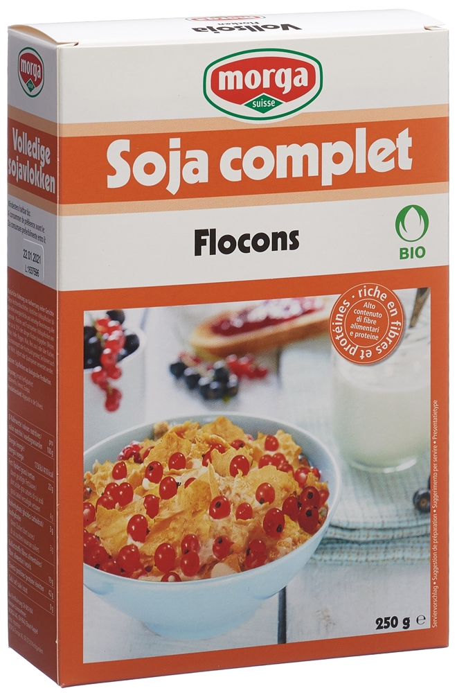 MORGA Vollsoja Flocken<br>250 g, Sünneli Knospe Bio