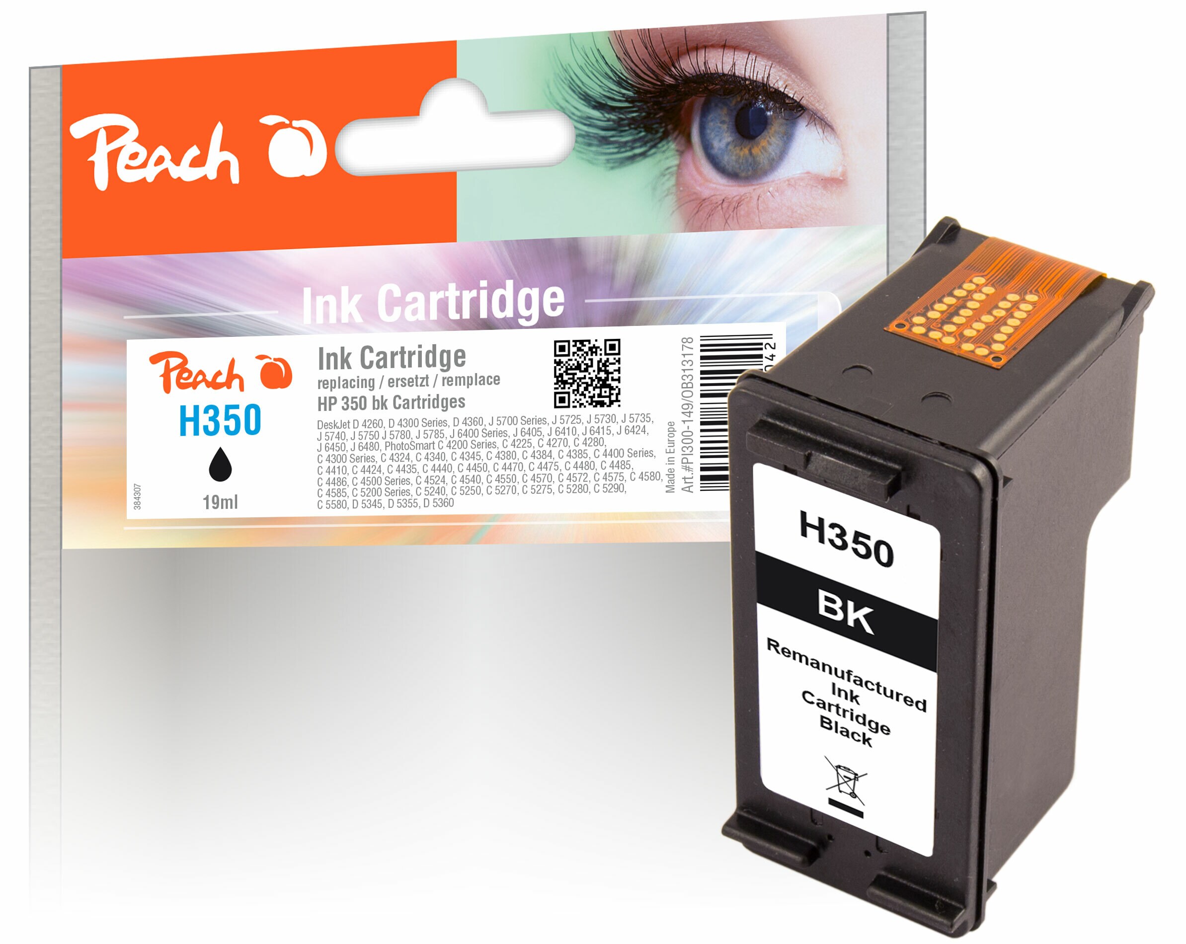 Peach HP 350Druckkopf bk ersetzt HP No. 350, CB335EE für z.B. HP DeskJet D 4200, HP DeskJet D 4260, HP DeskJet D 4300, HP DeskJet D 4360 (wiederaufbereitet)