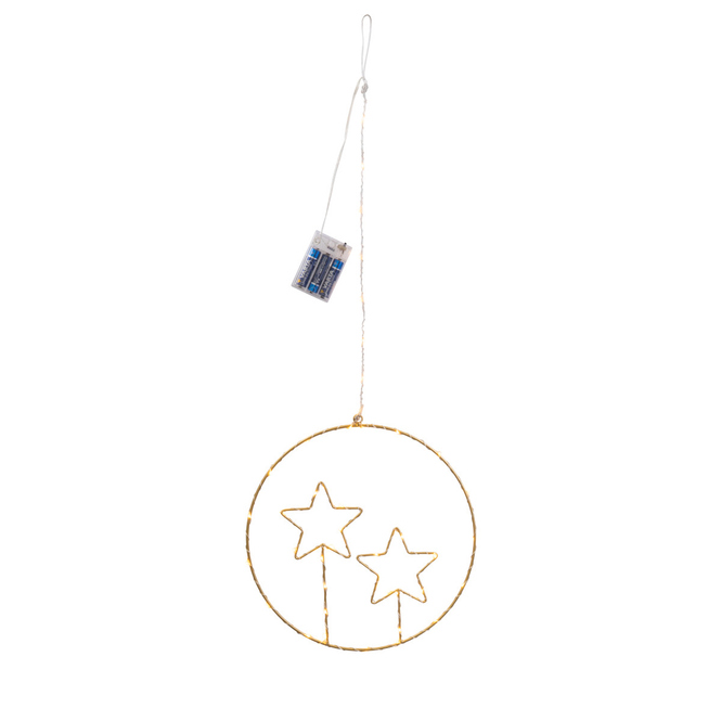Dekohänger - Ring mit Sternen - mit LED - ca. 30 x 31 cm