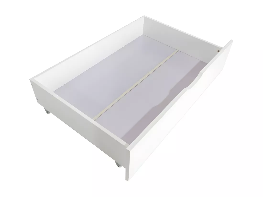 Lit superposé + 2 tiroirs bois blanc 90x190/90x190cm