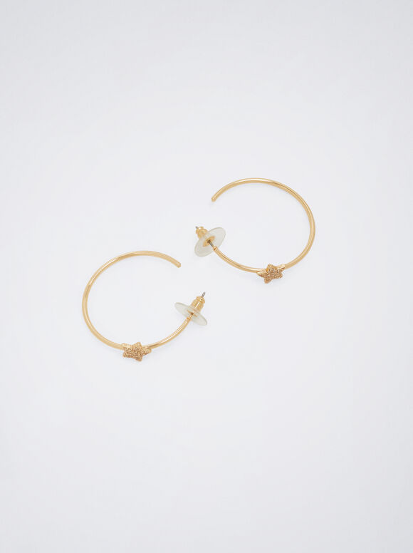 Brincos com estrela e zircônia cúbica - Dourado