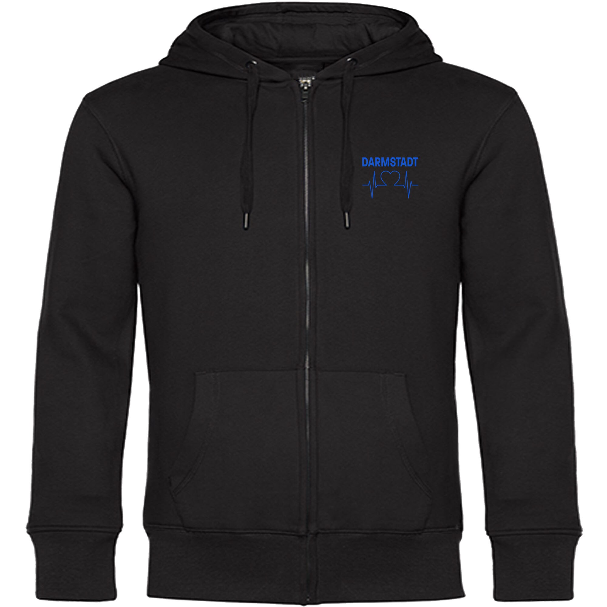 multifanshop® Kapuzen Sweatshirt Jacke - Darmstadt - Herzschlag - Druck blau
