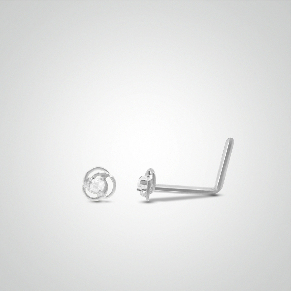 Piercing de nez fleur or blanc avec barre pliée