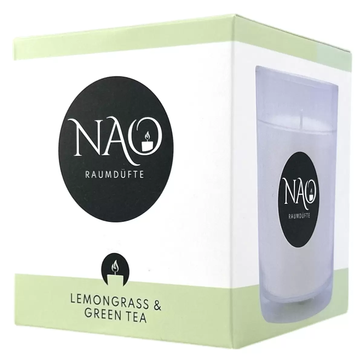 Duftkerze Lemongras &Green Tea NAO natur,transparent