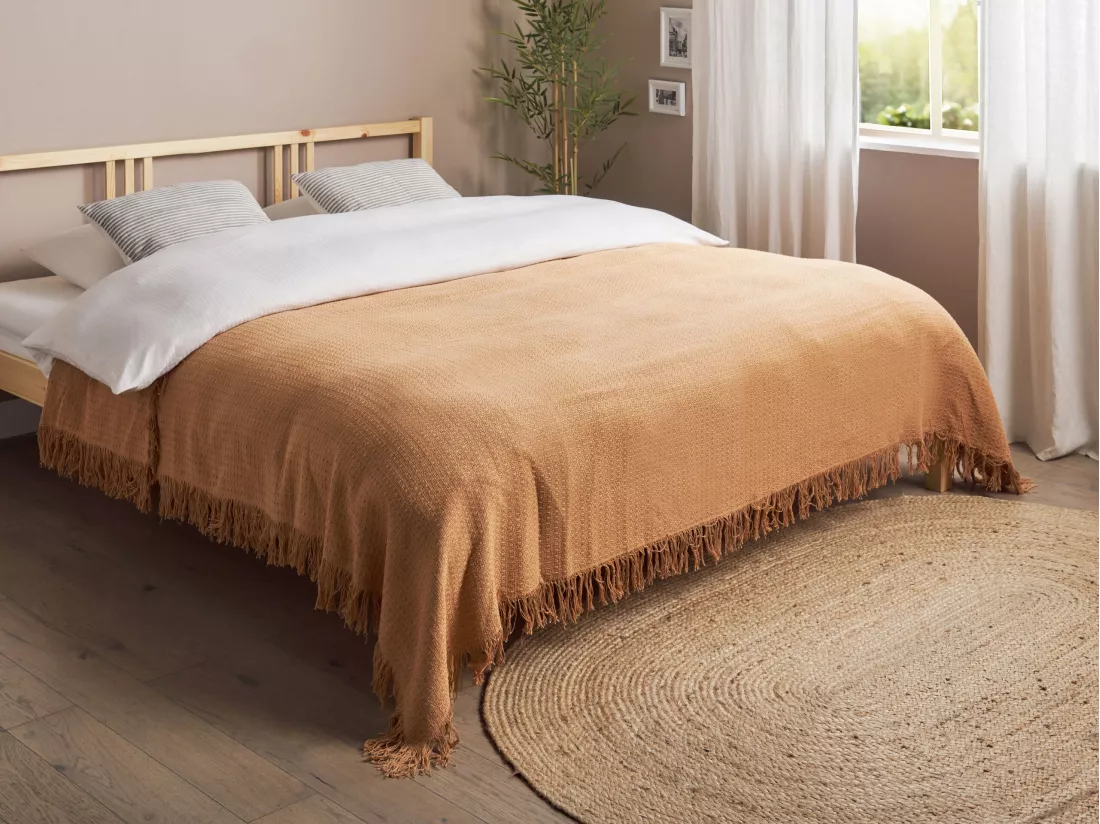 Couvre-lits YERBENT Coton 200 x 220 cm Marron doré