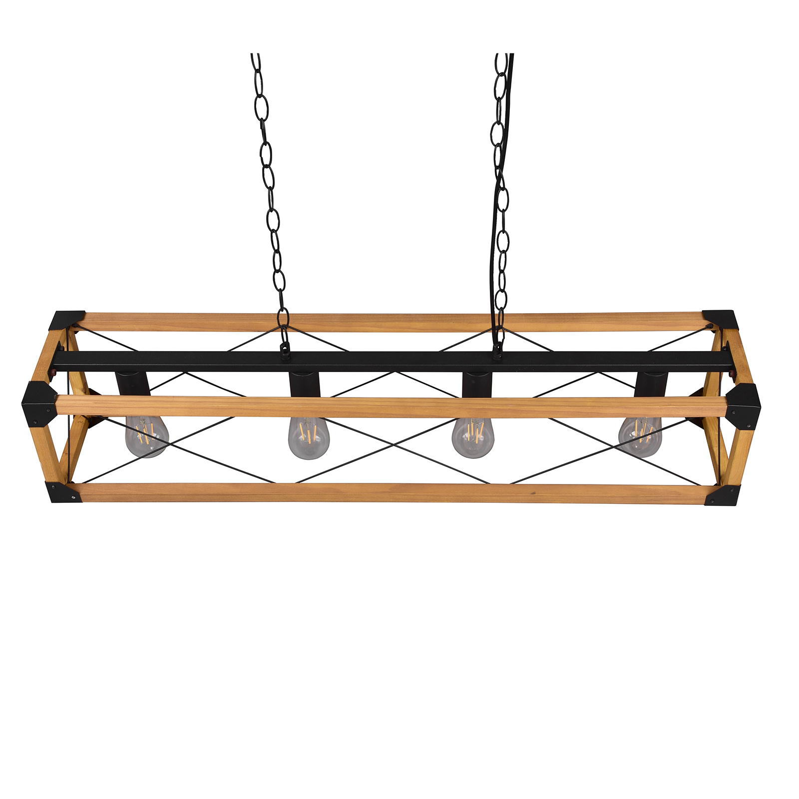 Pendelleuchte - holzfarben-schwarz - 4-flammig - 100 cm