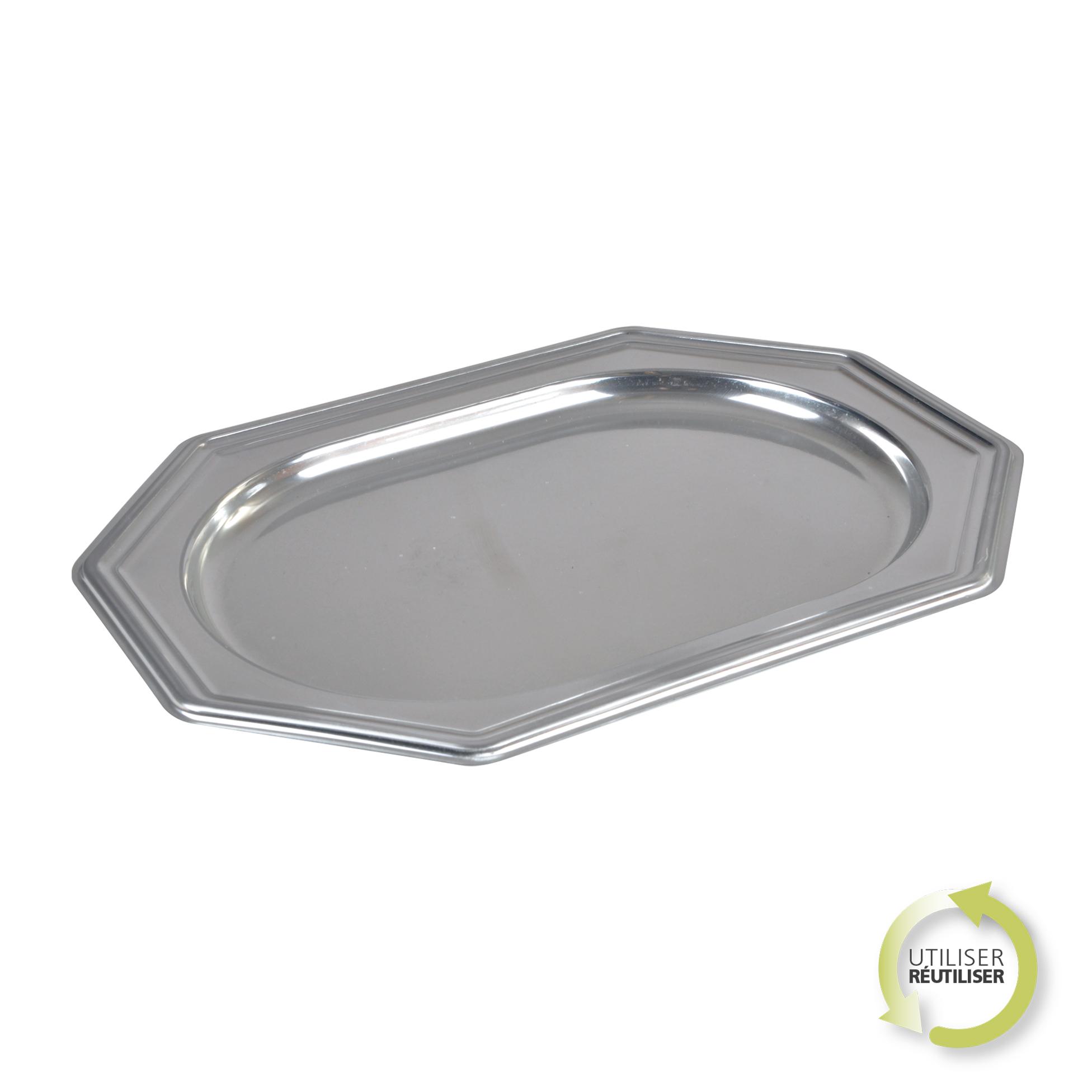 PLATEAUX OCTOGONAUX 45X30CM ARGENT X2 PIECES