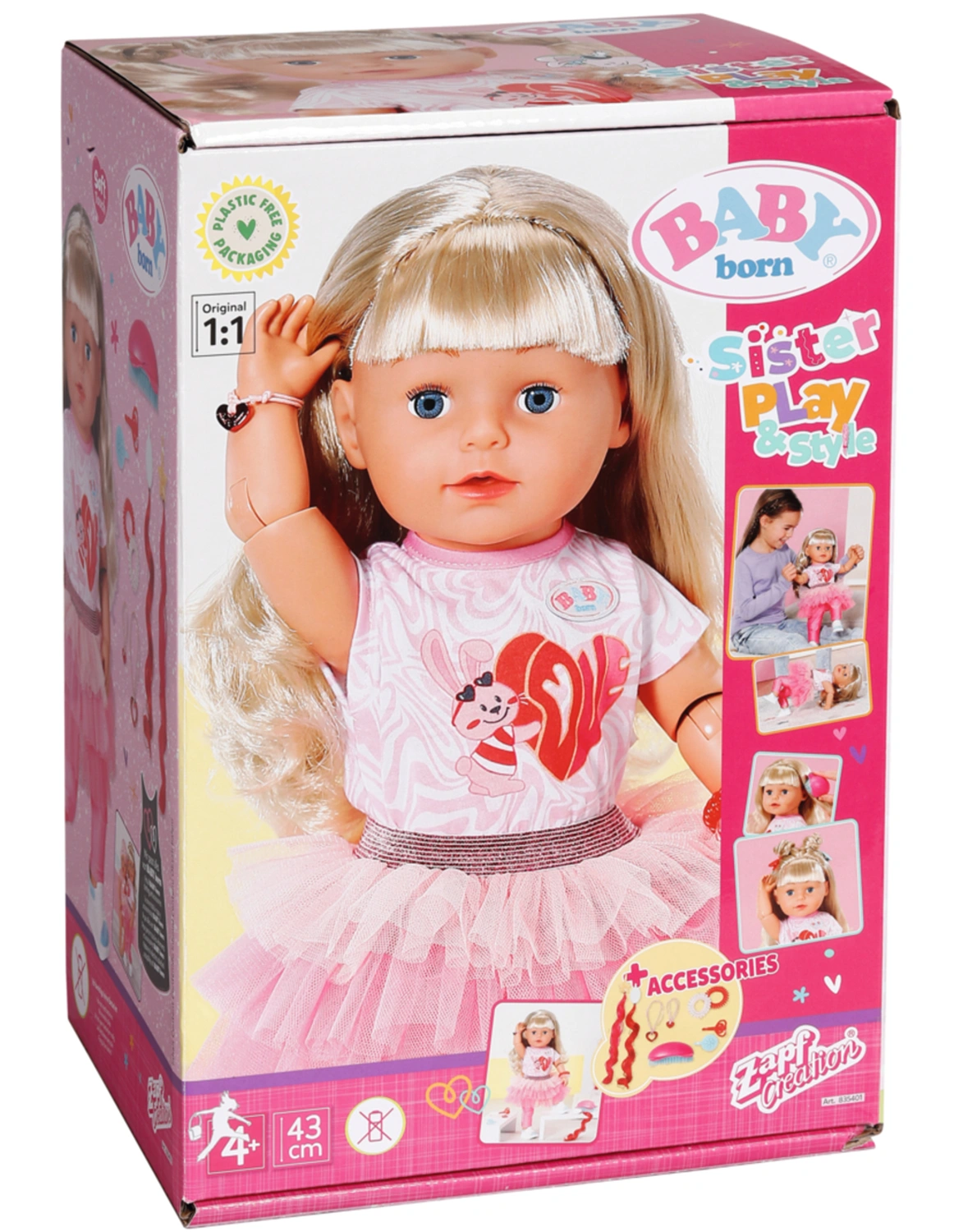 BABY born® Puppe SISTER PLAY & STYLE (43cm) in blond
