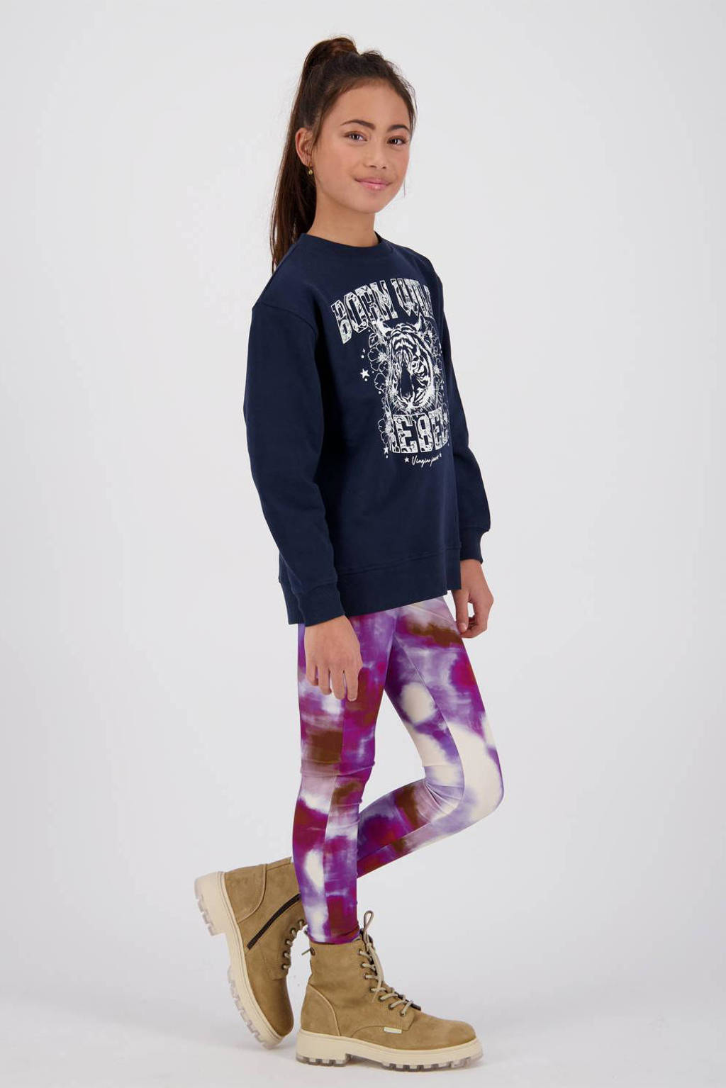 Vingino sweater Nine met printopdruk blauw