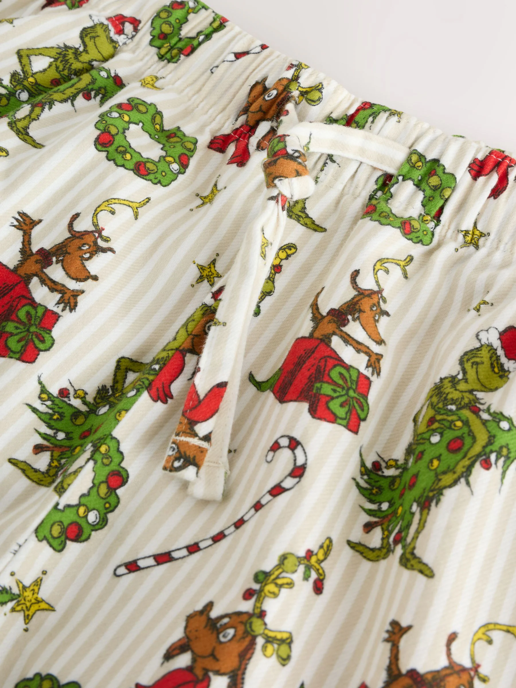 Crème - Grinch Bijpassende Familie Kerstmis Pyjama's met Knoopsluiting