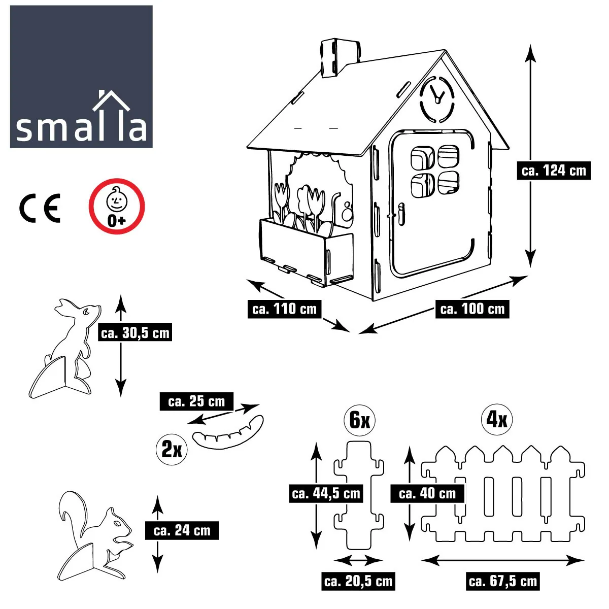 Kinder Spielhaus aus Recycling Filz 110x100x124 Indoor Outdoor Haus mit Zubehör