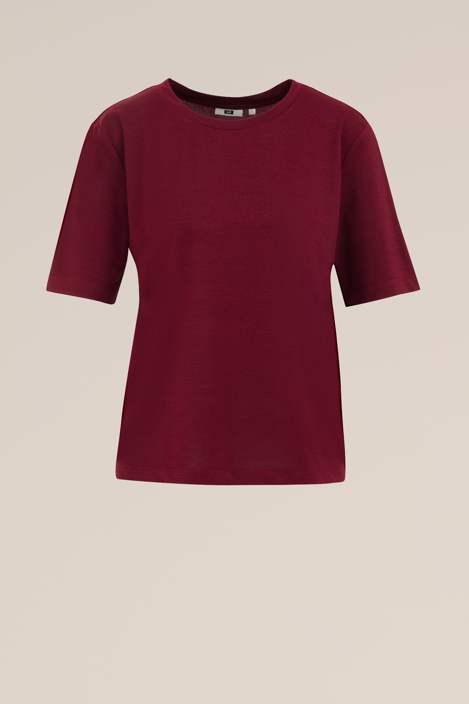 T-shirt met glittergaren WE Fashion Bordeauxrood