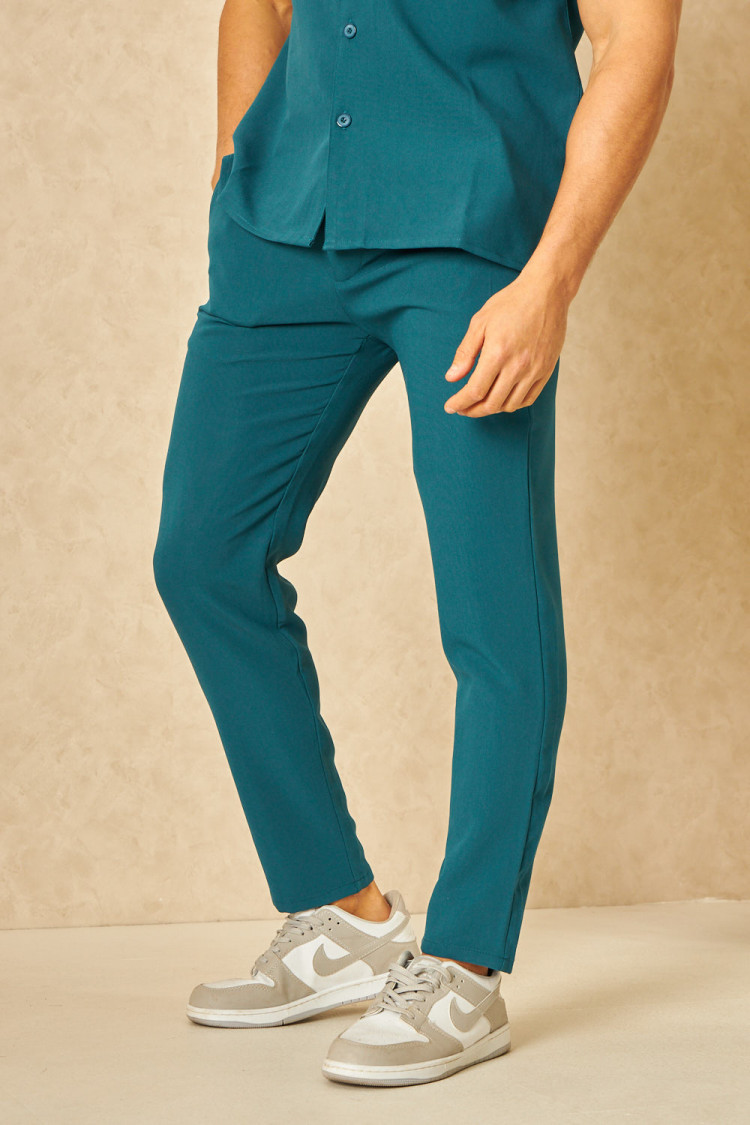 Ensemble 2 pièces chemise + pantalon bleu pétrole