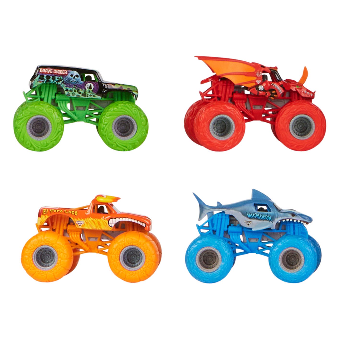Monster Jam Tough Heads Monstertruck 1:64. 4st.