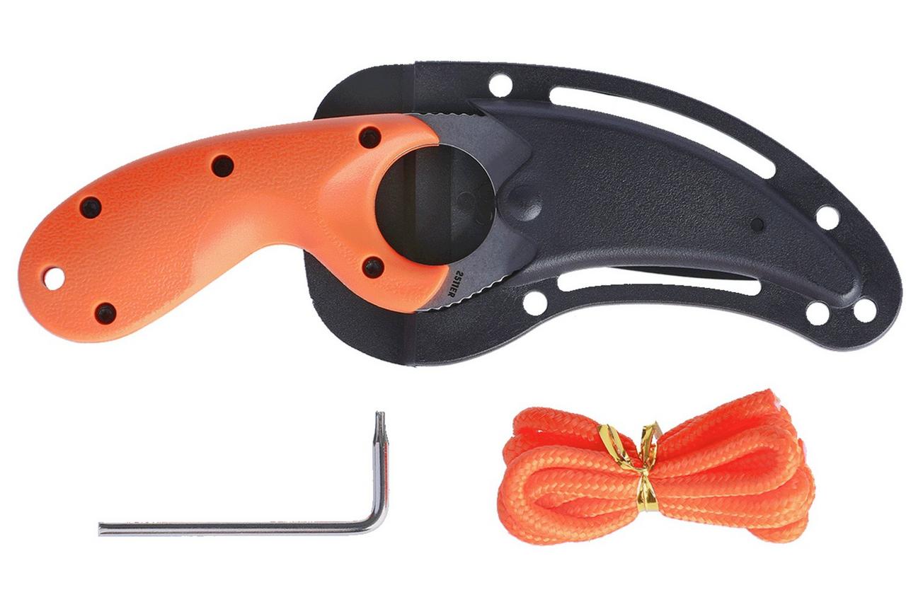 CRKT Bear Claw Stonewash, Veff Serrations 2511ER Orange GRN reddingsmes, Russ Kommer design