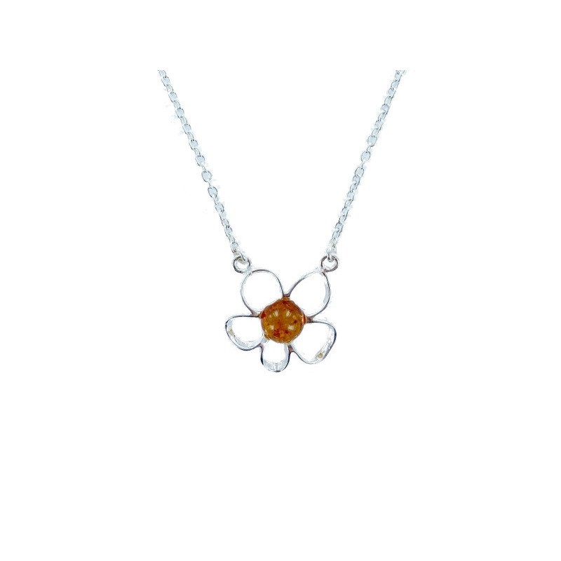 Collier argent 925 Ambre veritable de la mer Baltique